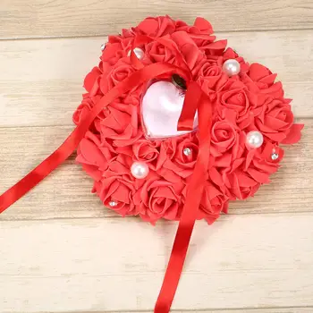 

New Elegant Rose Wedding Accessory Favors Heart Shaped Design Gift Ring Pillow Cushion Box Case UYT Shop