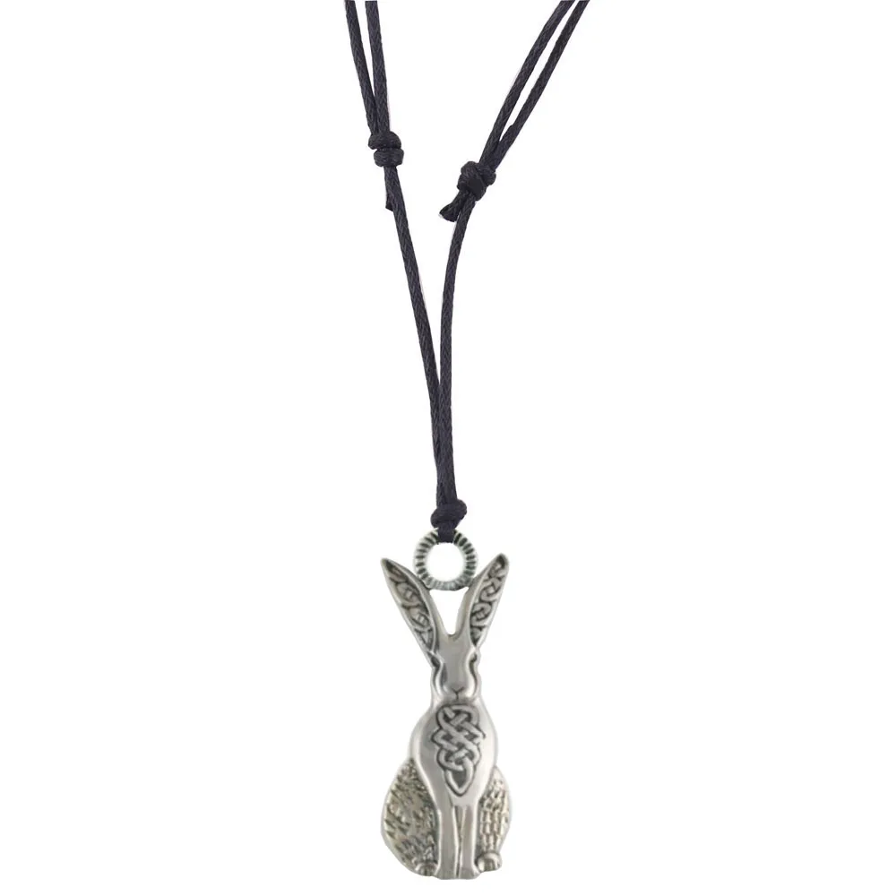 

Antique Silver Wicca Hare Charm Pendant Religious Animal Amulet Necklace Viking Jewelry