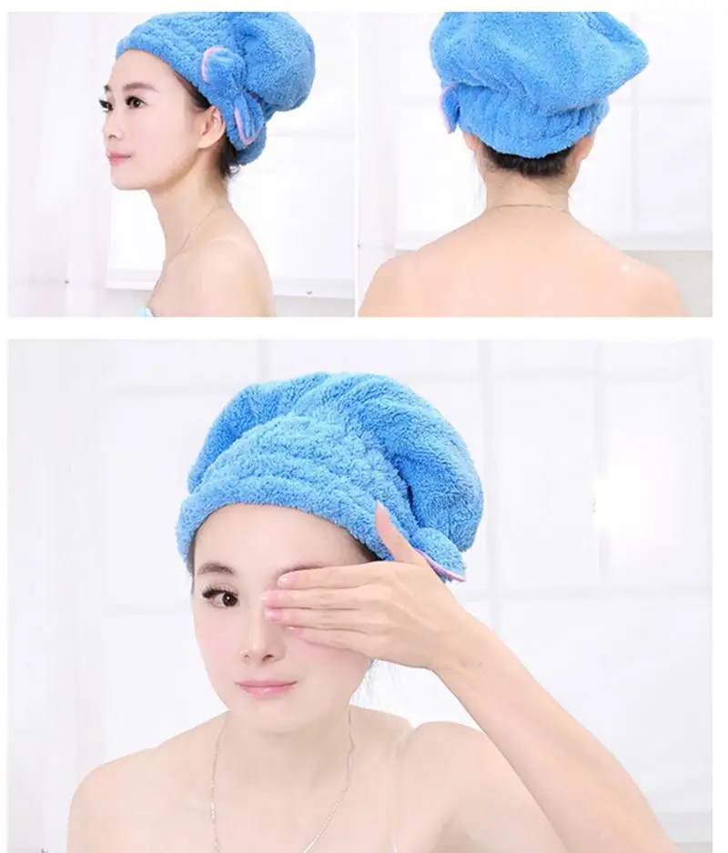 Home Textile Useful Dry Hair Hat Microfiber Hair Turban Quickly Dry Hair Hat Wrapped Towel Bathing Cap