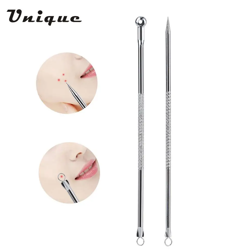 

2Pcs Acne Remover Blackhead Tool Facial Pimple Comedone Needle Double-ended Stainless Steel Facial Cleaning Helper Tools