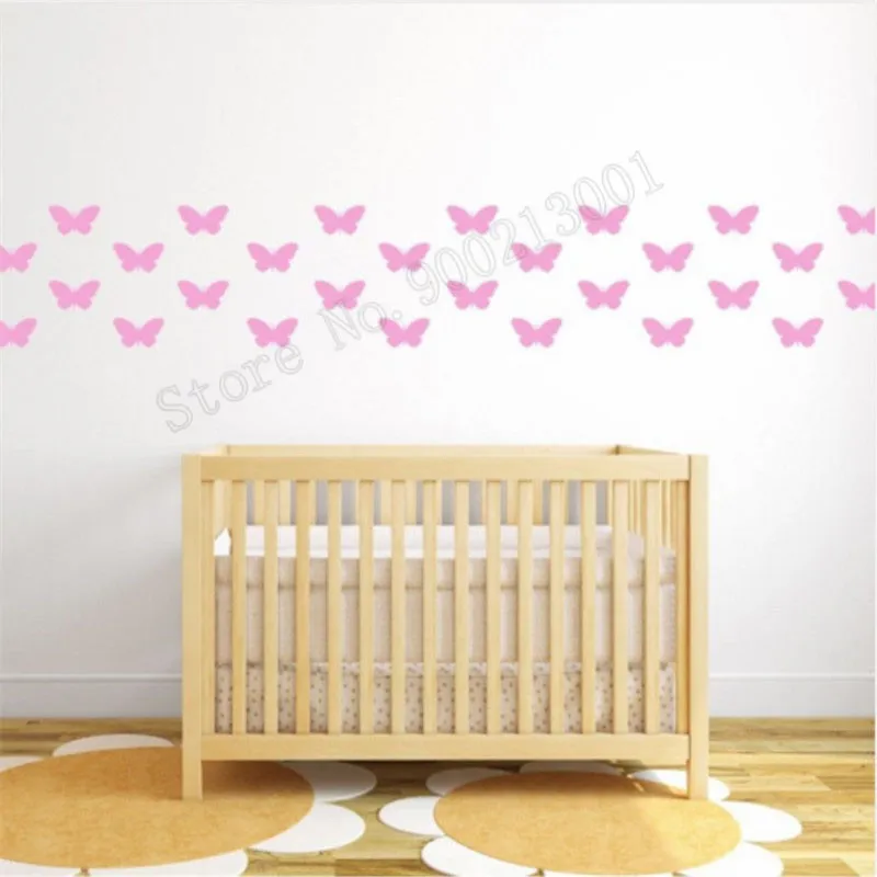 غرفة الديكور الأطفال الجدار ملصق مجموعة من 42 أجزاء جميلة الفراشات المشارك الفينيل للازالة جدارية الاطفال الطفل ديكور LY518