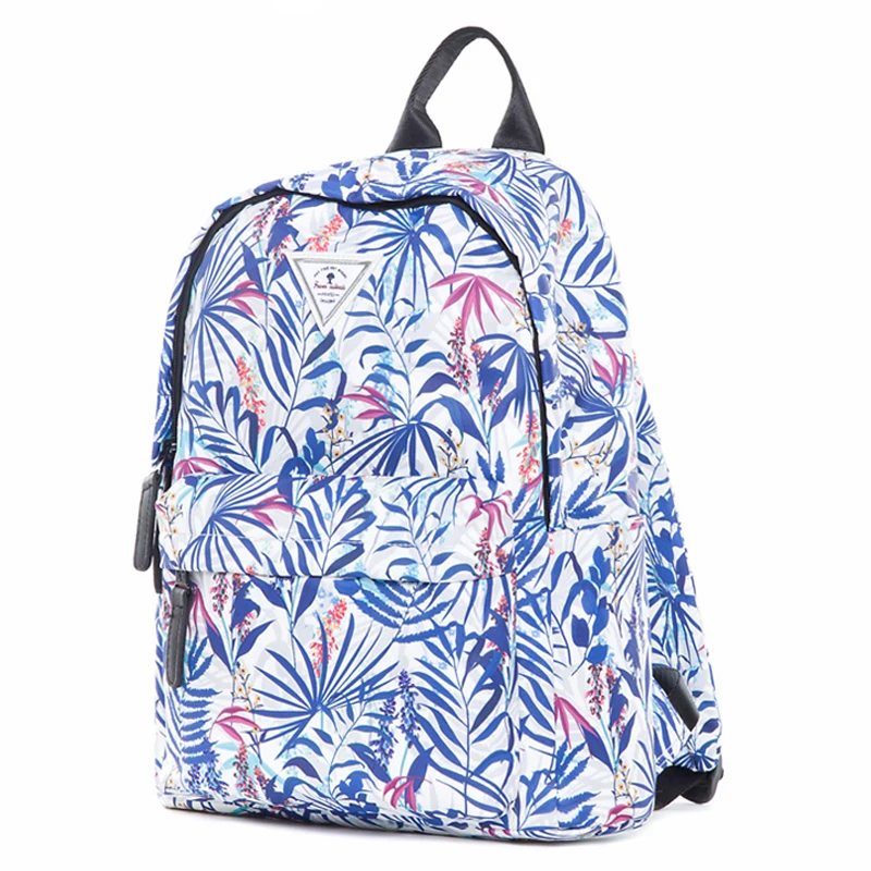 Student Canvas Backpack Breathable Double Shoulder Rucksack Women Daypack Travel Light Weight College Bag Leaf Printed Bagpack