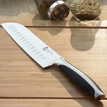 TUOBITUO Santoku Messer 7 zoll Kitchen Chef Messer High Carbon Edelstahl Deutsch Stahl X50 Licht ABS Griff Fleisch Schneiden Hackmesser