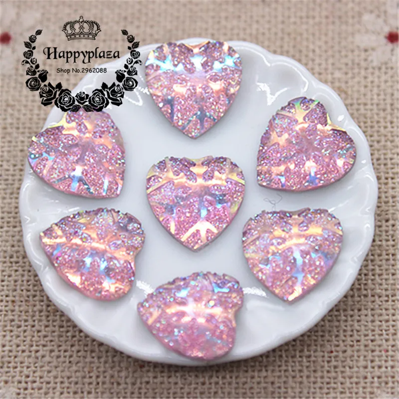 

100PCS 12mm Snowflake Surface Light Pink Heart Flatback Cabochon Resin Accessories DIY Decorative Button Scrapbooking