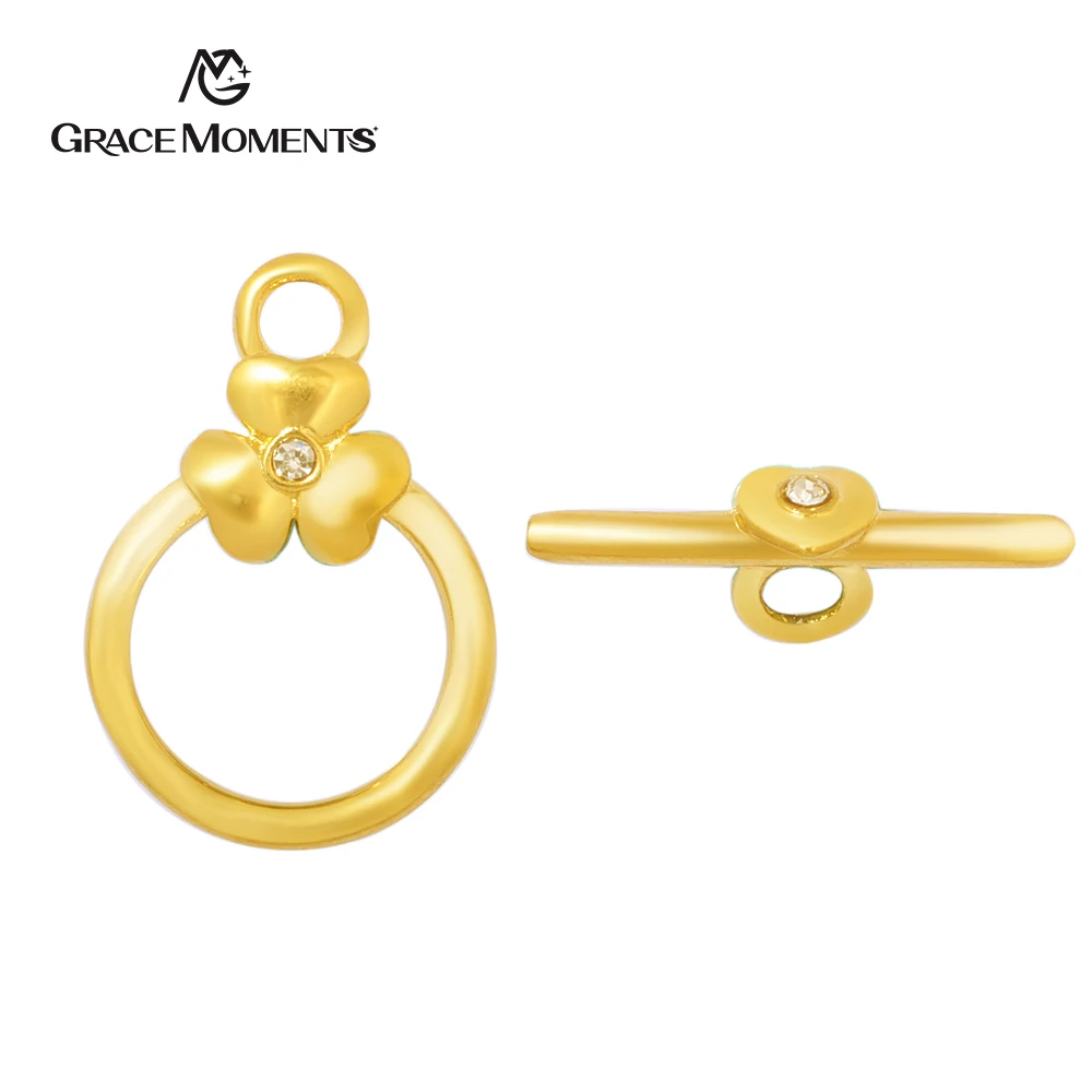 

Grace Moments 3pcs/lot Flower Gold Color Titanium Stainless Steel Fashion DIY Jewelry Findings Flowers Pattern OT Clasps Hooks