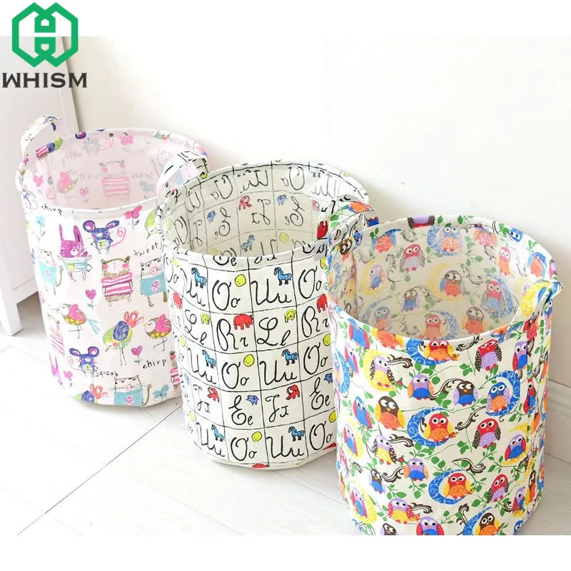 WHISM Folding Laundry Basket Portable Dirty Clothes Baskets Kids Toys