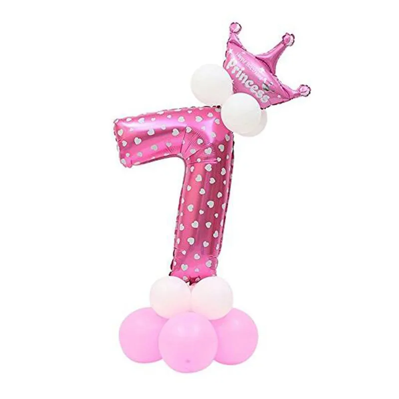 WEIGAO 14 шт воздушные шары в форме цифр номер фольги Воздушные шары воздушный шар на день рождения 1 день рождения декор воздушный шар рисунок DIY шар поставки - Цвет: Dot Pink 7