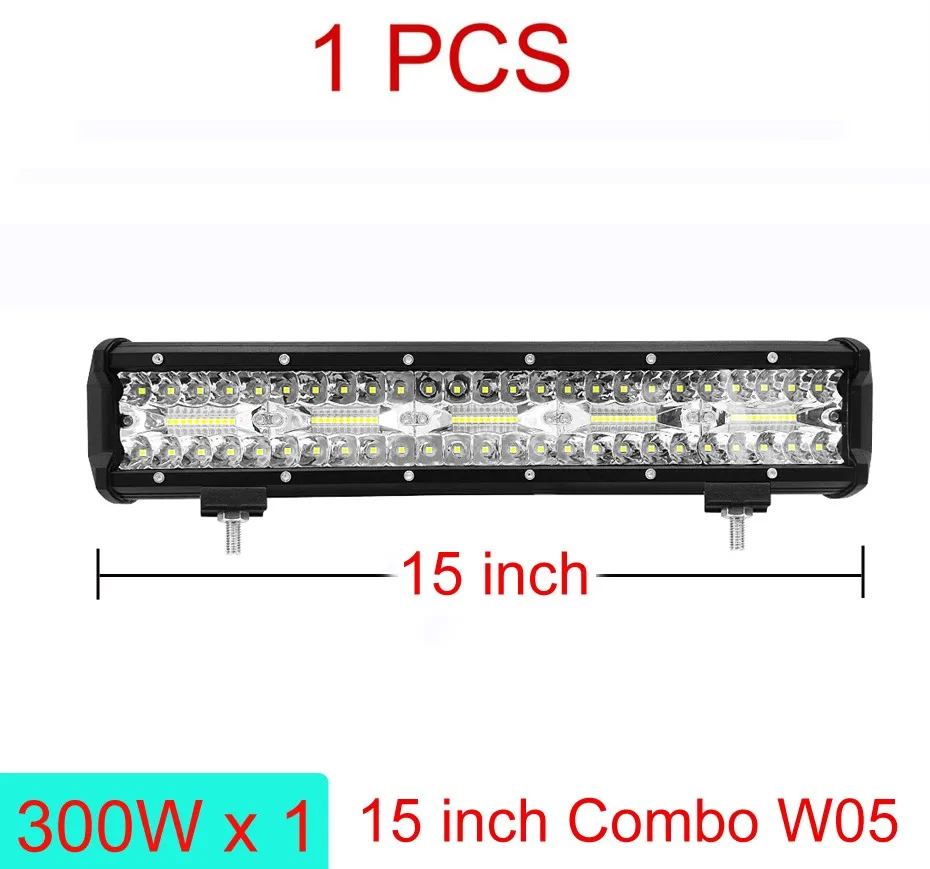 Светильник бар работа светодиодных балок для вождения автомобиля головной светильник для автомобиль внедорожник седельный тягач внедорожник ATV внедорожник авто светильник бар 4x4 Точечный светильник ledbar - Цвет: W05--300W X 1 Combo