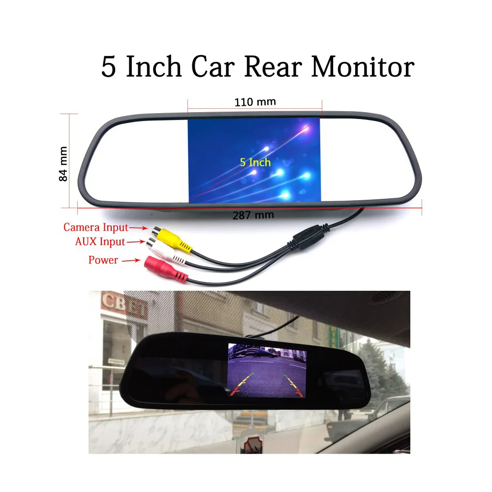 سيارة TFT LCD رصد 5 بوصة HD مرآة الرؤية الخلفية عرض DC12V 24 فولت عكس شاشة السيارة وقوف السيارات صورة احتياطية العرض
