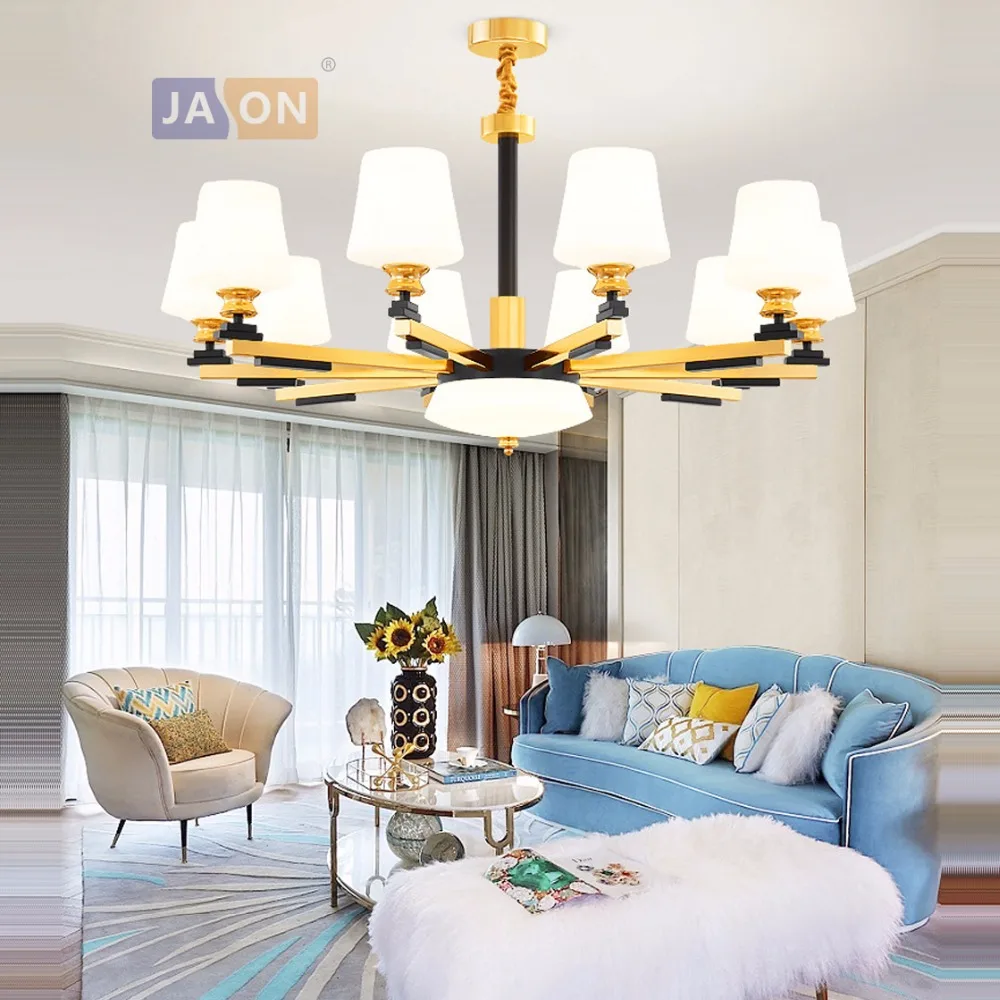 

led e14 Postmodern Iron Glass Black Gold White Chandelier Lighting Lamparas De Techo Suspension Luminaire Lampen For Foyer