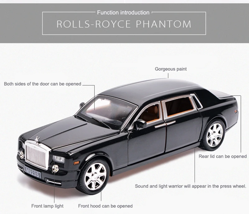 1/24 Rolls-Royce Phantom удлиненные Cohes литые под давлением литые модели автомобилей шесть дверной Светильник Модели отличная игрушка-Имитация Коллекция подарков