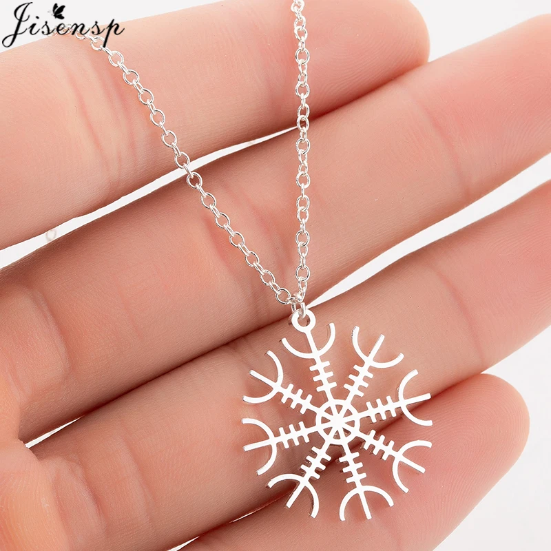 

Jisensp Stainless Steel Necklace for Women Snow Flower Chain Necklace Jewelry Fashion Snowflake Necklaces Pendants Christmas