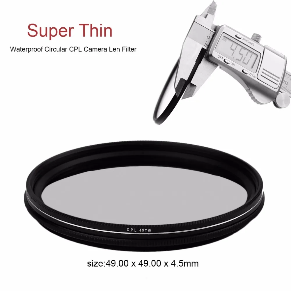 Супер тонкий 49/52/55/58/62/67/72/77 мм Водонепроницаемый круговой поляризатор CPL Камера фильтр для объектива для Canon sony Камера объектив