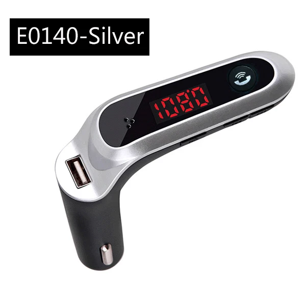 E0140-Silver Автомобильный Bluetooth 5,0, fm-передатчик, беспроводной аудио приемник, Автомобильный MP3 плеер, 2.1A, двойной USB, быстрое зарядное устройство, автомобильные аксессуары - Название цвета: E0140-Silver