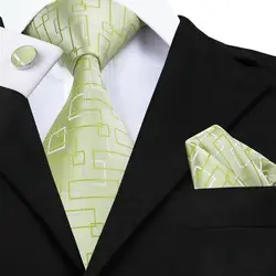 SN-1079 Новинка узор зеленый галстук Hanky запонки наборы Для мужчин 100% шелк жаккард связей для Для мужчин Формальные Свадебная вечеринка жених