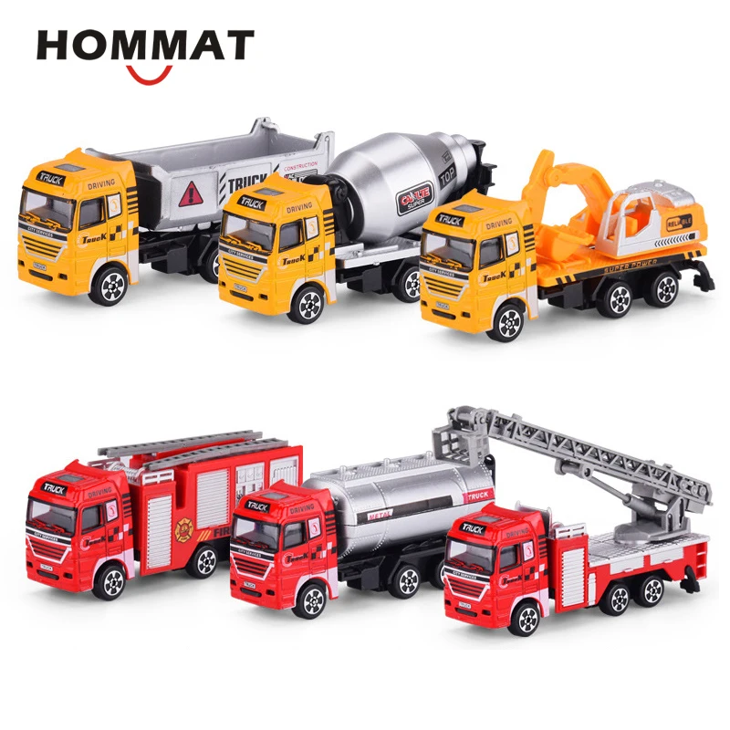 Модель пожарного двигателя HOMMAT масштаб 1:64 3 шт. пожарный автомобиль строительные