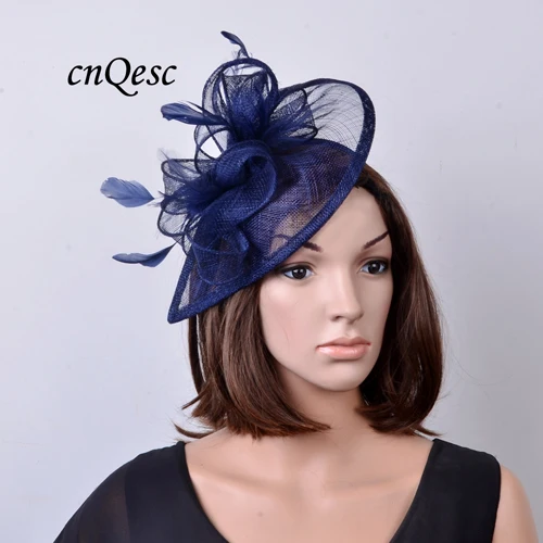 NAVY BLUE HOT Sinamay Fascinator Hat 