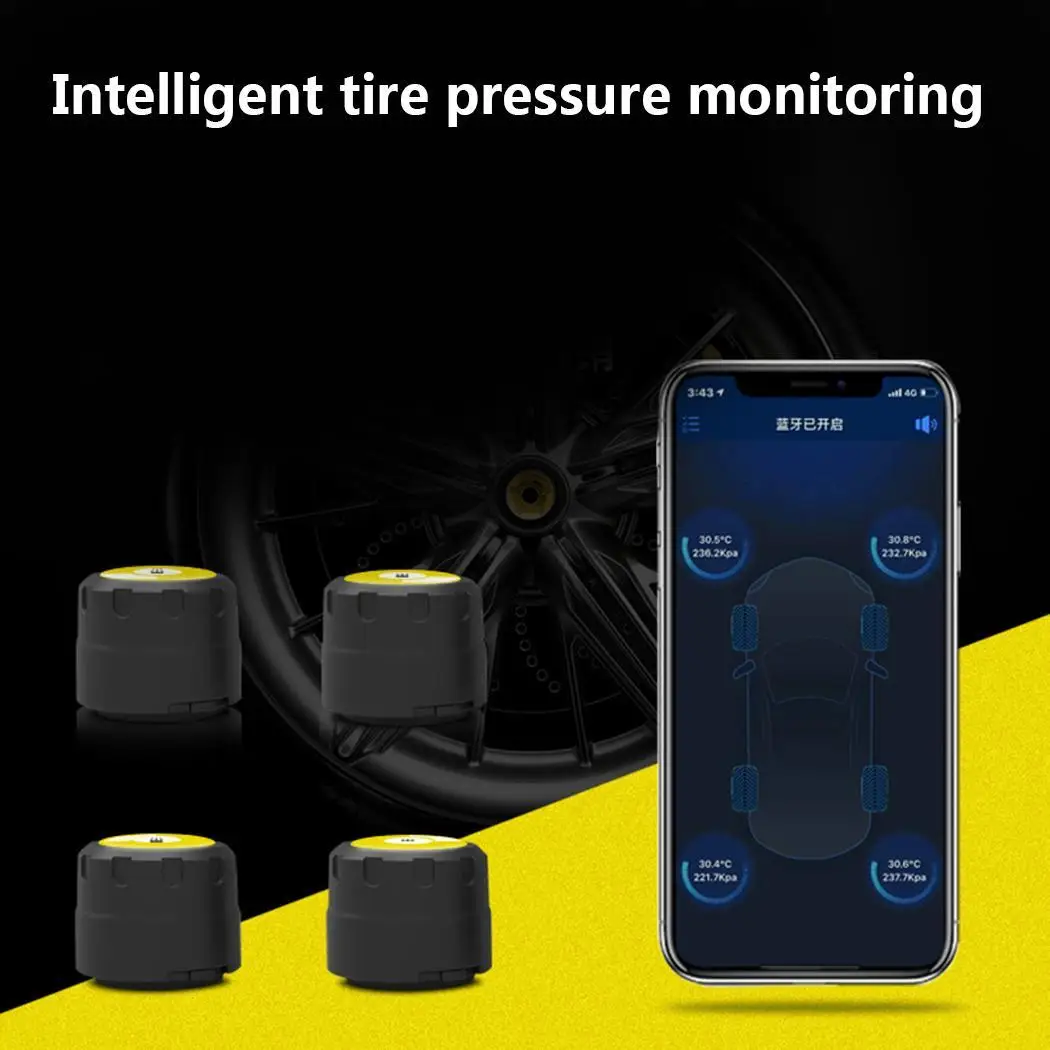 Smart Car Bluetooth Tire Pressure Monitoring System External 5s 100 1300kPa Sensors 3V IP67