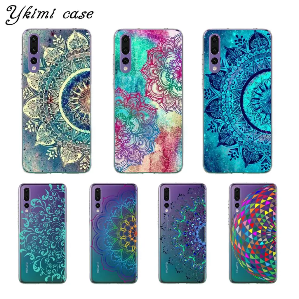 

Ykimi Case For Huawei P8 P9 Lite 2017 P20 Lite Pro Case Beautiful mandala flower Cover Transparent Soft Silicone TPU Capa