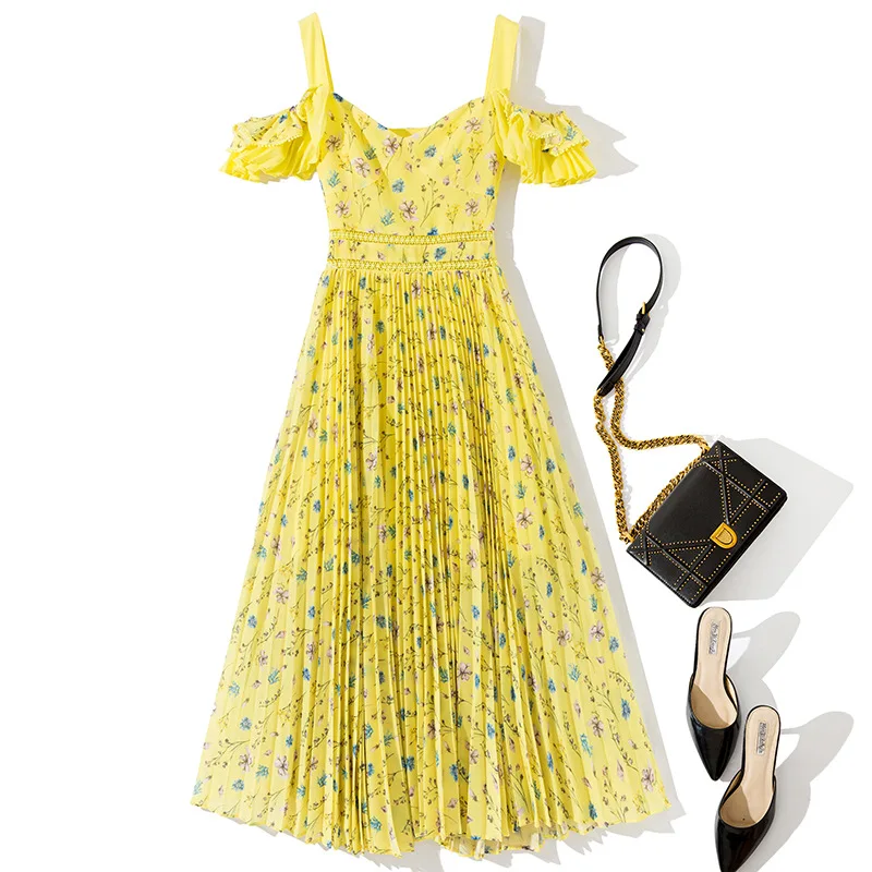 Женское летнее платье Желтый без рукавов для пляжной вечеринки платья Цветочный сарафан элегантное платье Летний стиль L0203