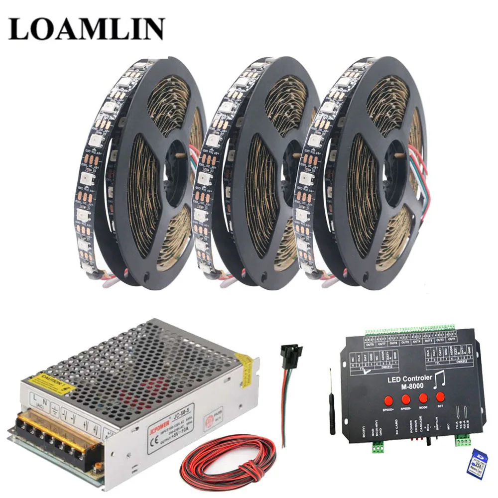 

WS2812B WS2812 RGB Led Strip Light Tape M-8000 Music RGB Led Controller DC5V Led Transformer Kit