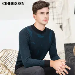 COODRONY мериносовая шерсть свитер мужской Модный цветочный Повседневный v-образный вырез Pull Homme 2018 Зима Новое поступление кашемировый пуловер