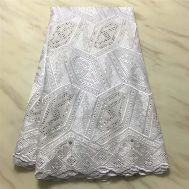 

african white lace fabric 2019 high quality lace swiss voile lace fabric with stones tissu material for women dress