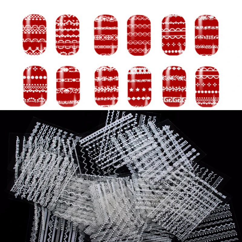 30 шт./лот, наклейки для нейл-арта, сексуальный кружевной белый набор, гелевые виниловые наклейки для ногтей, романтические фольга Adesivos De Unha, полоски для ногтей, женские инструменты