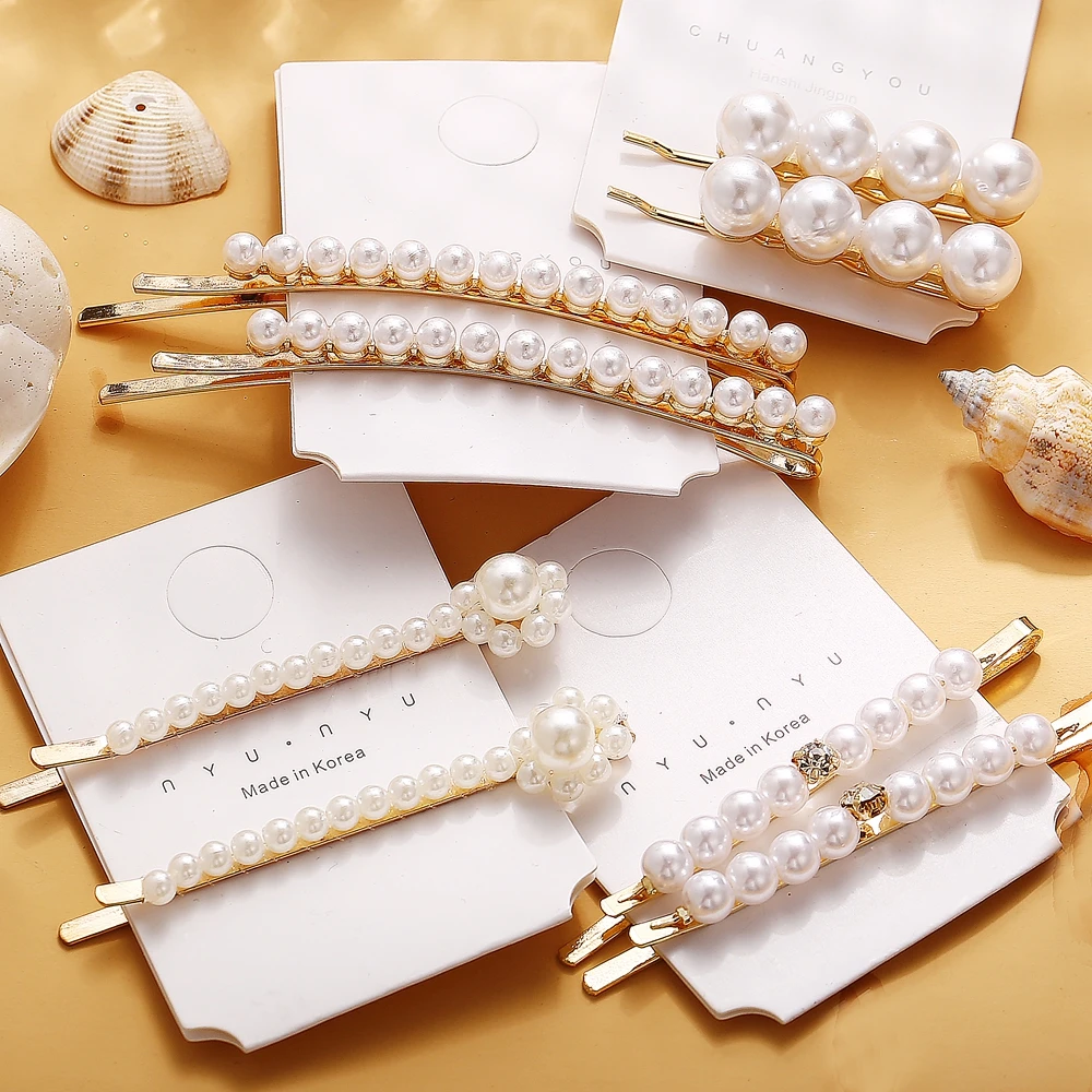 

17KM Korean Pearl Hair Clips Set Hair Clips For Women New Colorful Metal Star Hairpins Hairwear 2019 Fashion Jewelry Accessories
