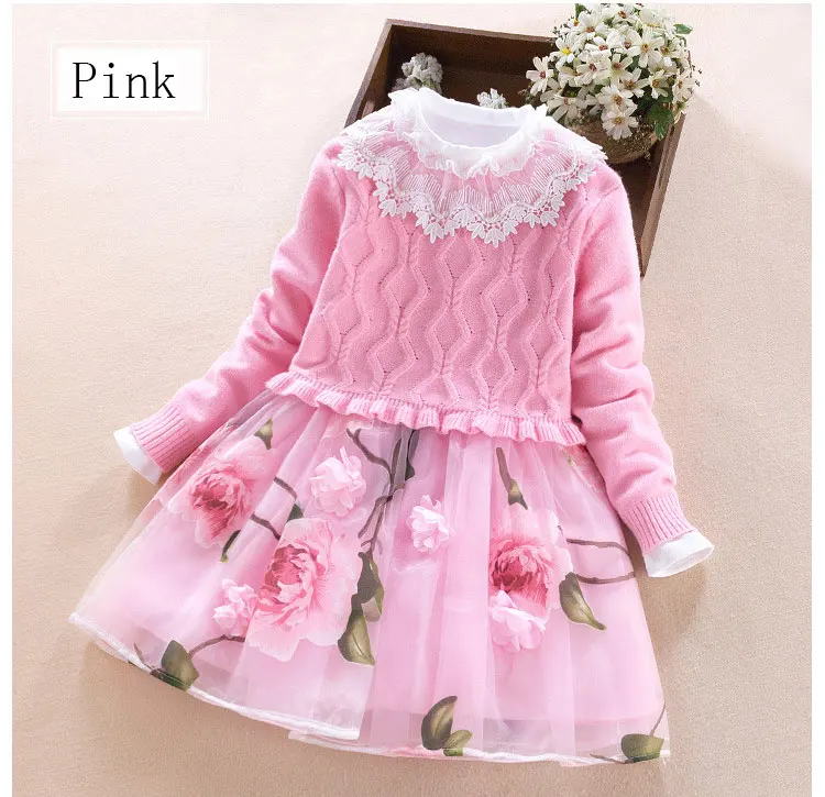 Girls Clothing set Autumn Winter Kids Sweater+Princess Dress 2pcs Suit for girl Party Wedding Dresses Children clothes368 10 11Y