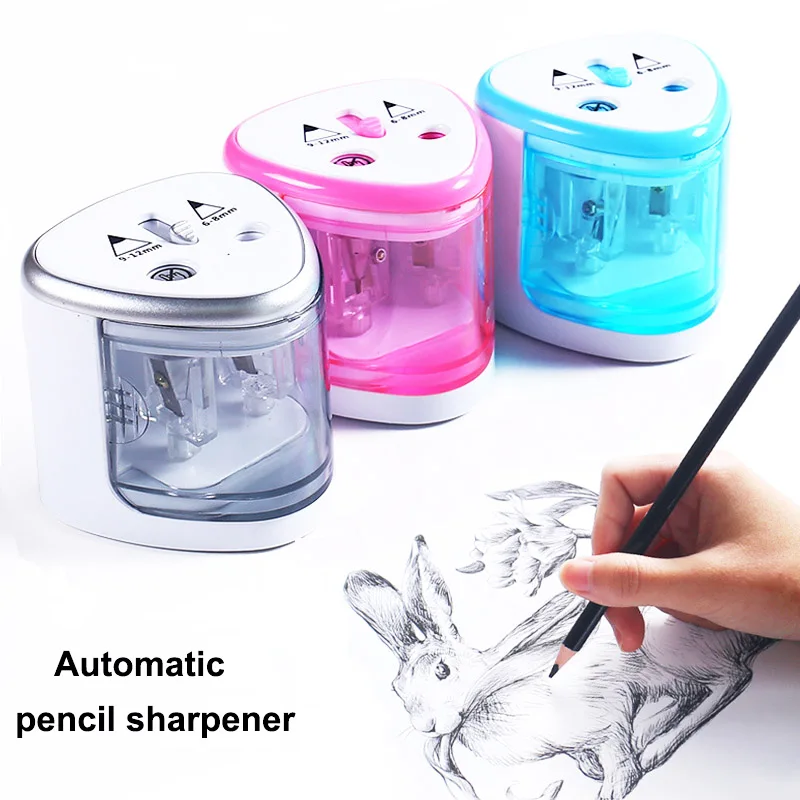 

Electric Pencil Sharpener Automatic 2 Double Holes Pencil Sharpener Cutter School Office Stationery Supplies Battery Operated