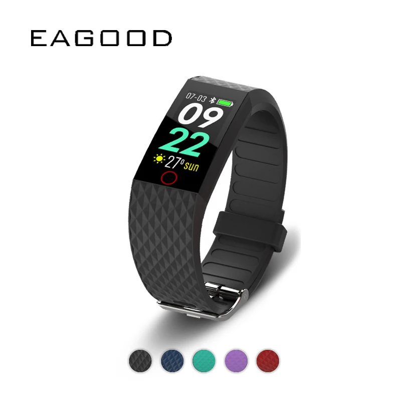 

EAGOOD New Smart Bracelet Blood Pressure Heart Rate Monitor Color Screen Bracelet Music Wristband GPS Waterproof Sport Stopwatch