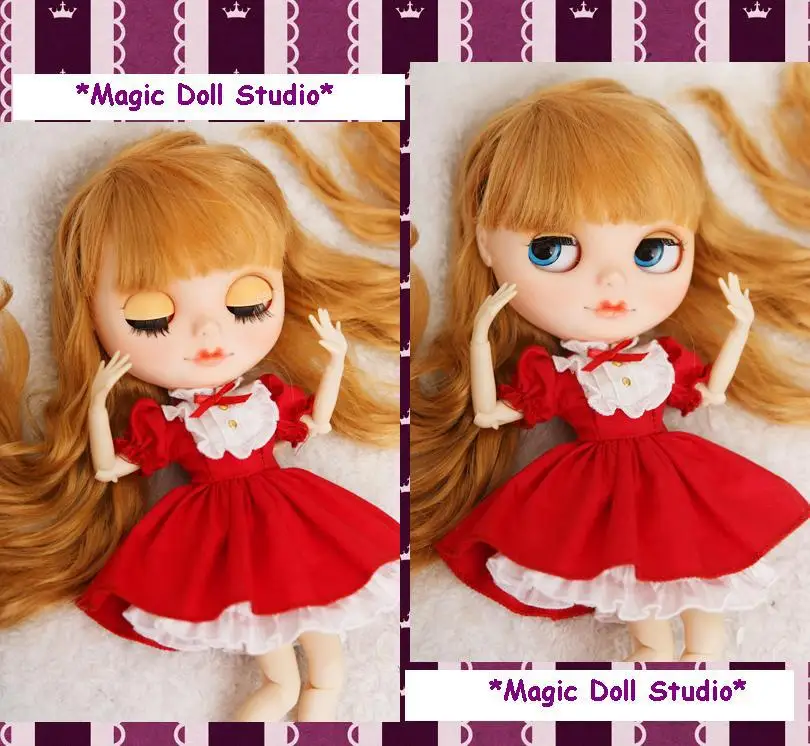 

[MG125] Free Shipping NeoBlythe doll Dress #Cotton dress and underskirt set for neoBlythe doll clothes making doll outfits