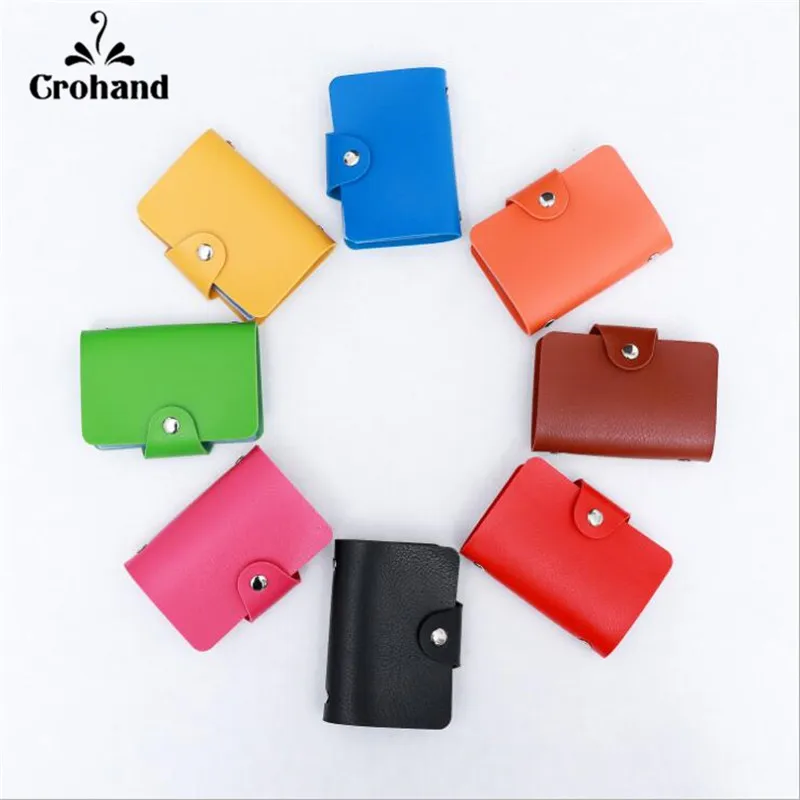 

Women Function 24 Bits Wallet Card & ID Holders Solid Color PU Leather Business Credit Card Case Card Holder Bag Passport