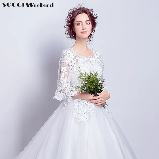 Socci Weekend Snow White Wedding Dress 2018 Ivory Marriage Dresses Socci Weekend Snow White Wedding Dress 2018 Ivory Marriage Dresses Half Flare Sleeves Women Long Train