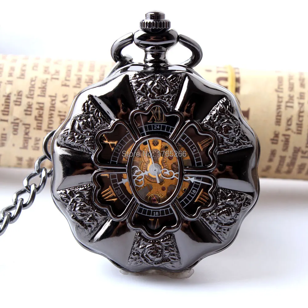 Classical Flower Unisex Mechanical Pocket Watch Waist Pendant Chain Men s Women Gifts