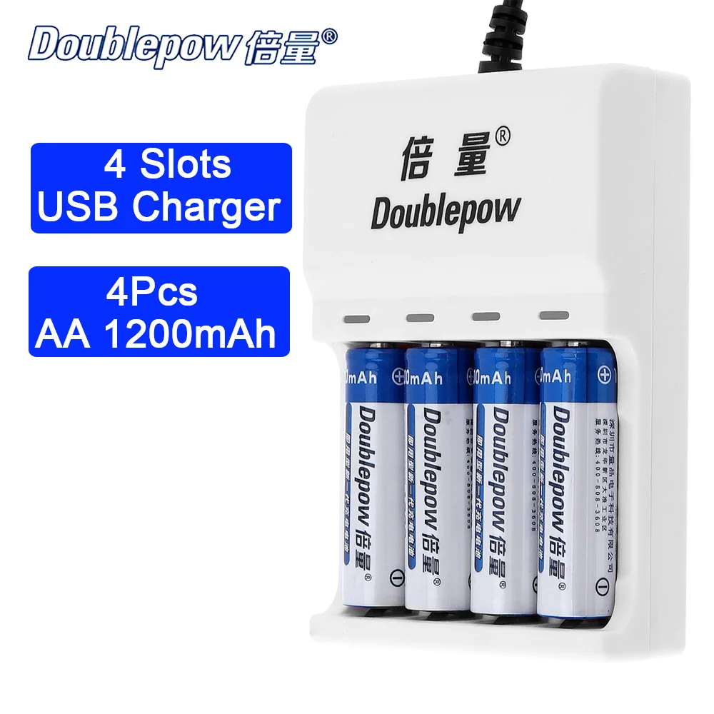AA Ni-MH перезаряжаемые батарея 4 слота USB зарядное устройство для AA/AAA батарея 800 мАч 1200 мАч 2A 5# батарея портативный батарея коробка Dropship18650 аккумулятор - Цвет: SET 6