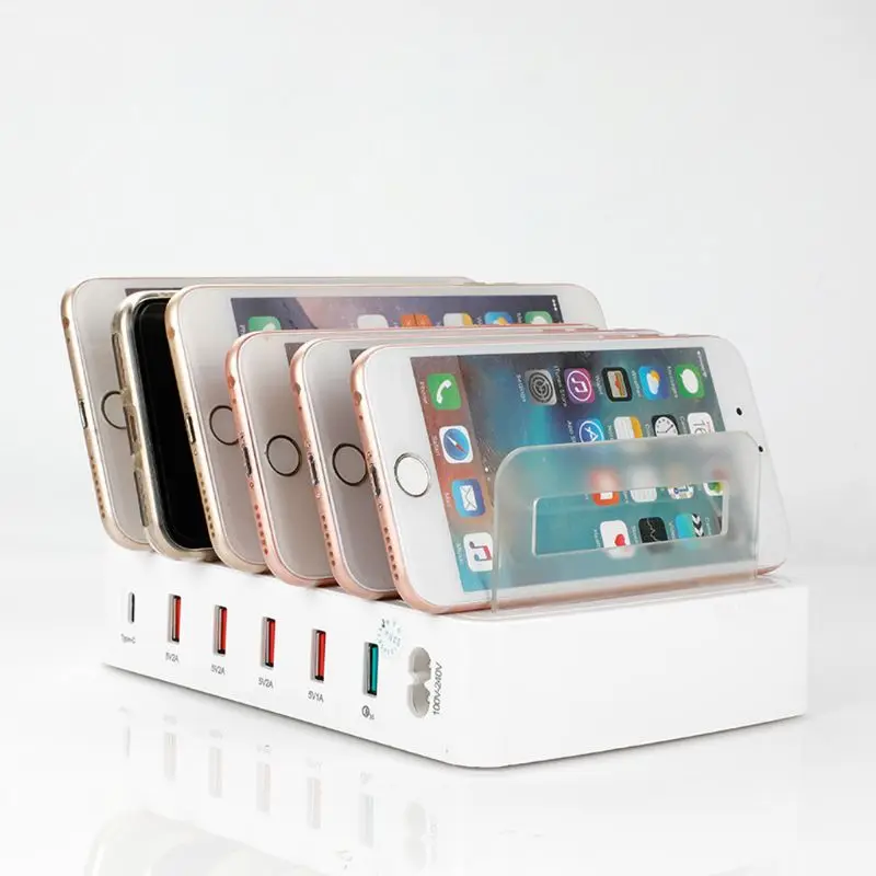 

QC 3.0 USB Charger Station 5 Port USB Charging Station Dock Desktop Stand Multi Port Charger for Phone iPhone 7 iPad Samsung