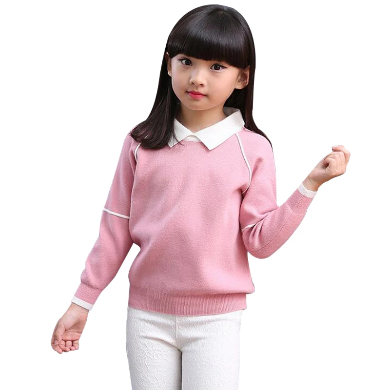 

New 2017 Autumn and Winter Children Clothing Baby Solid Girls Sweater Kids Knitted Sweaters Outerwear Baby Girl Pullovers XL613