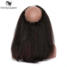 Honey Queen 360 Lace Frontal Closure Kinky Straight Pre Plucked Brazilian Remy Human Hair Bleached Knots