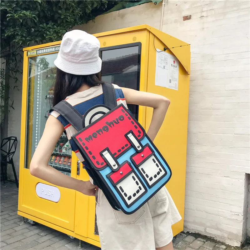 Menghuo 3D Anime Bag Cartoon Women Backpack School Bag 3D Style Canvas 2D Travel Drawing Book Mochila for Teenagers Girl Mochila (43)