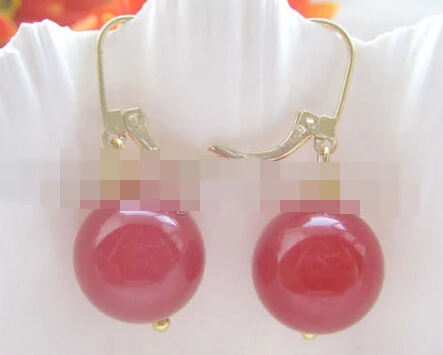 

free shipping 09280 round red jade earring