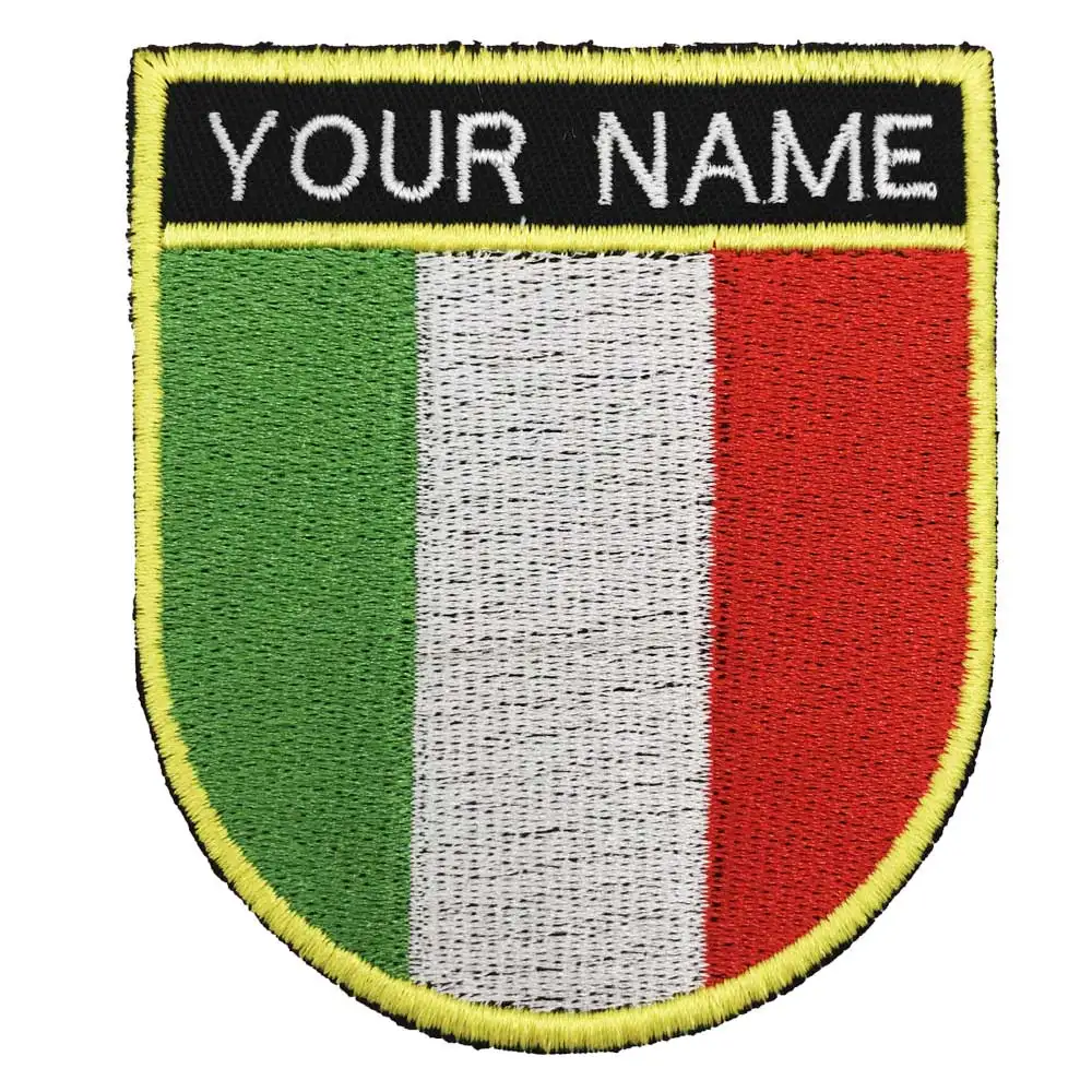 

Custom ITALY flag name patches personalized iron on hook backing