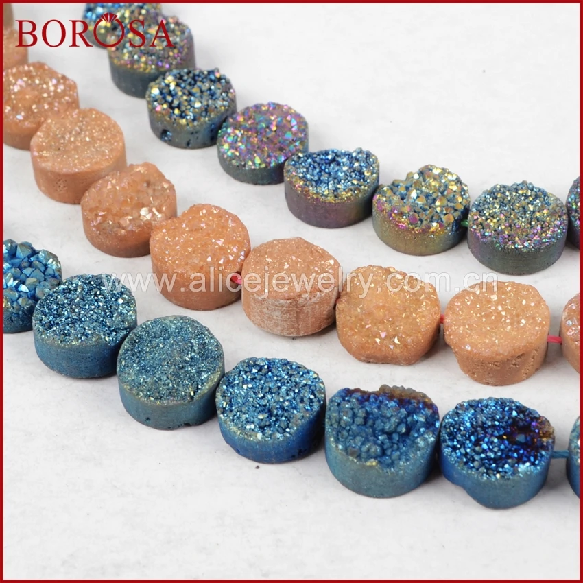 BOROSA 2 шт Новые Drusy 12 мм квадратные радужные натуральные титановые кристаллы Друза