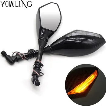 

Motorcycle LED Turn Signal Light Snake skin carbon fiber Rearview Mirror CNC for YAMAHA FZ6 MT-07 MT-09 MT-10 ER-6N Z1000 Z750