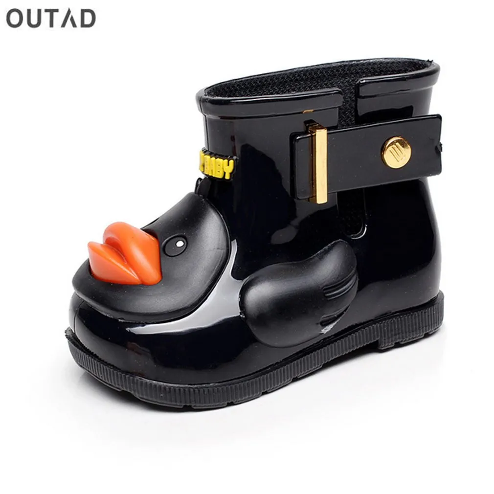 Clearance Toddler Kids Baby Waterproof Rain Shoes Anti-Slip Durable Rubber Boots Cartoon Duck Water Shoes