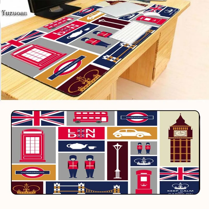 

Yuzuoan Free Shipping London Scenery Customization Keyboard Desk Gaming Mouse pad Large Black Lock Edge For CSGO DOTA2 As Gift