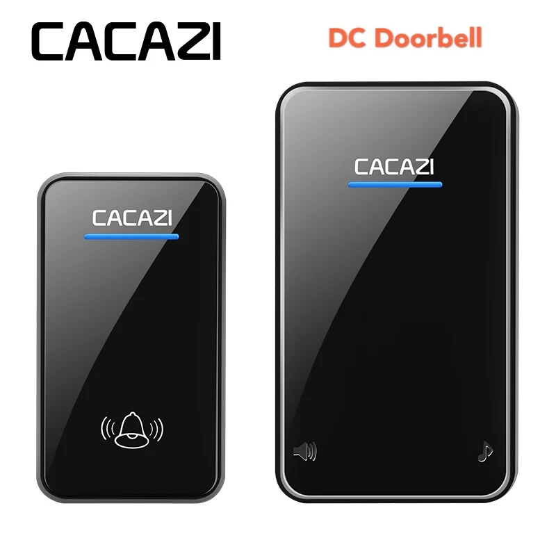 

CACAZI Wireless Doorbell DC battery-operated Waterproof 1 Button 1 Receiver led light Home Cordless Door bell 48 CHime 6 volume
