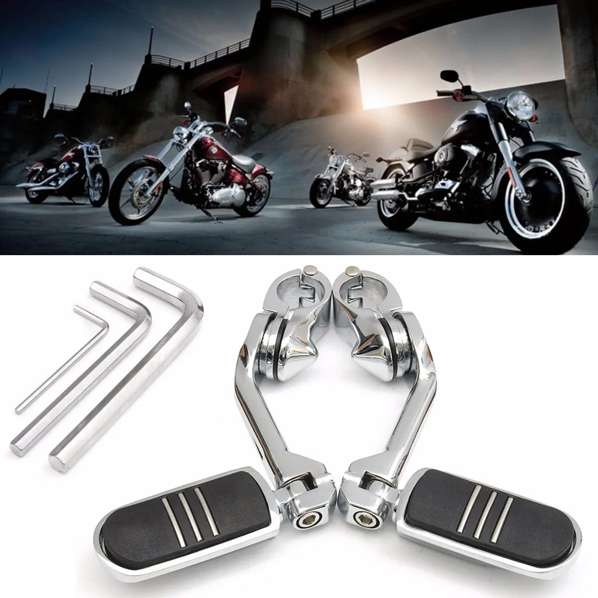 32mm 1 25 Long Adjustable Chrome Motorcycel Rear Foot Peg Pedals For Harley Davidson
