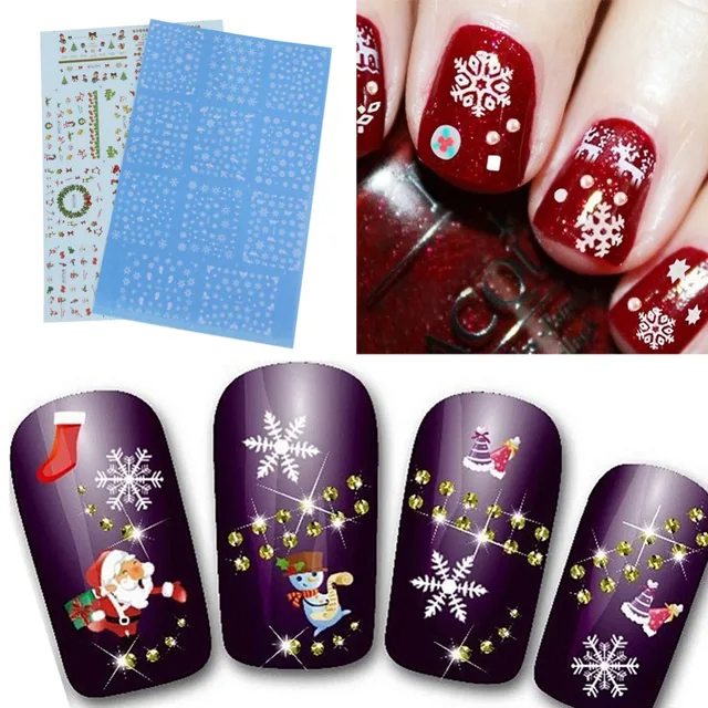 Christmas Nail Art Stickers Santa Reindeer Snowflakes Mixed Snow Christmas Nail Art Stickers Santa Reindeer Snowflakes Mixed Snow Sticker Uv Gel Polish Manicure Painting